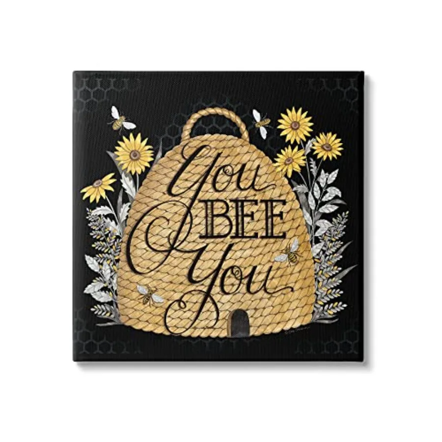 You Bee You Motivational Phrase Vintage Whicker Beehive Canvas Wall Art, 36 x 36, Yellow
You Bee You Motivational Phrase Vintage Whicker Beehive Canvas Wall Art, 36 x 36, Yellow