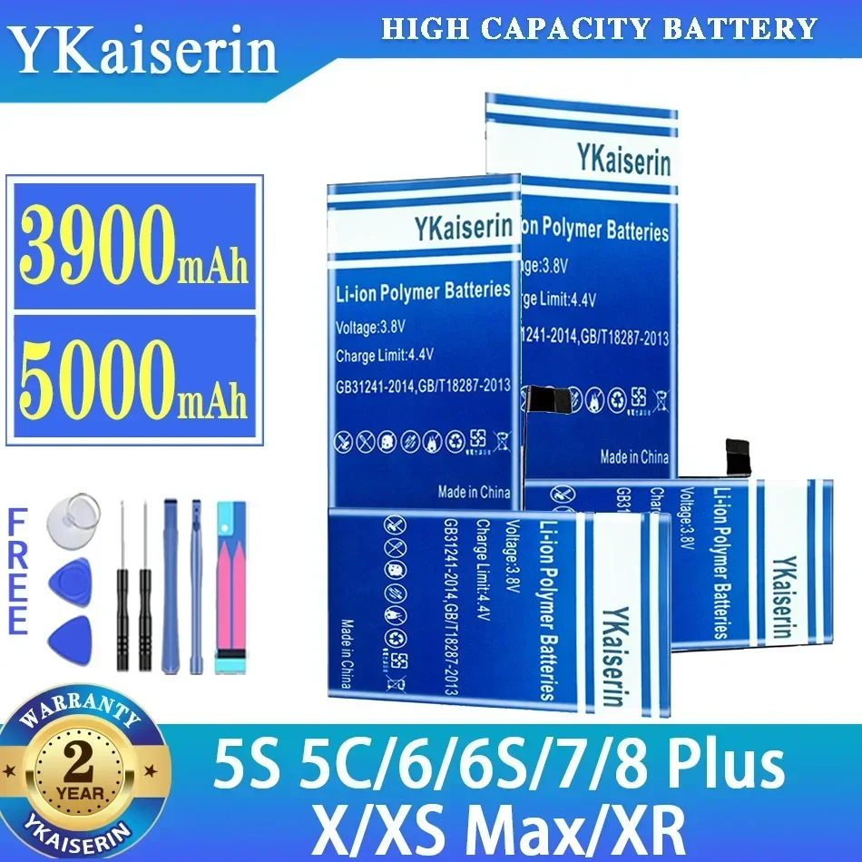 YKaiserin Battery For iPhone 6 6S 7 8 Plus 6Plus 7Plus 8Plus 6SPlus X XS Max XSMax XR 5S 5C High Capacity Bateria Free Tools
YKaiserin Battery For iPhone 6 6S 7 8 Plus 6Plus 7Plus 8Plus 6SPlus X XS Max XSMax XR 5S 5C High Capacity Bateria Free Tools