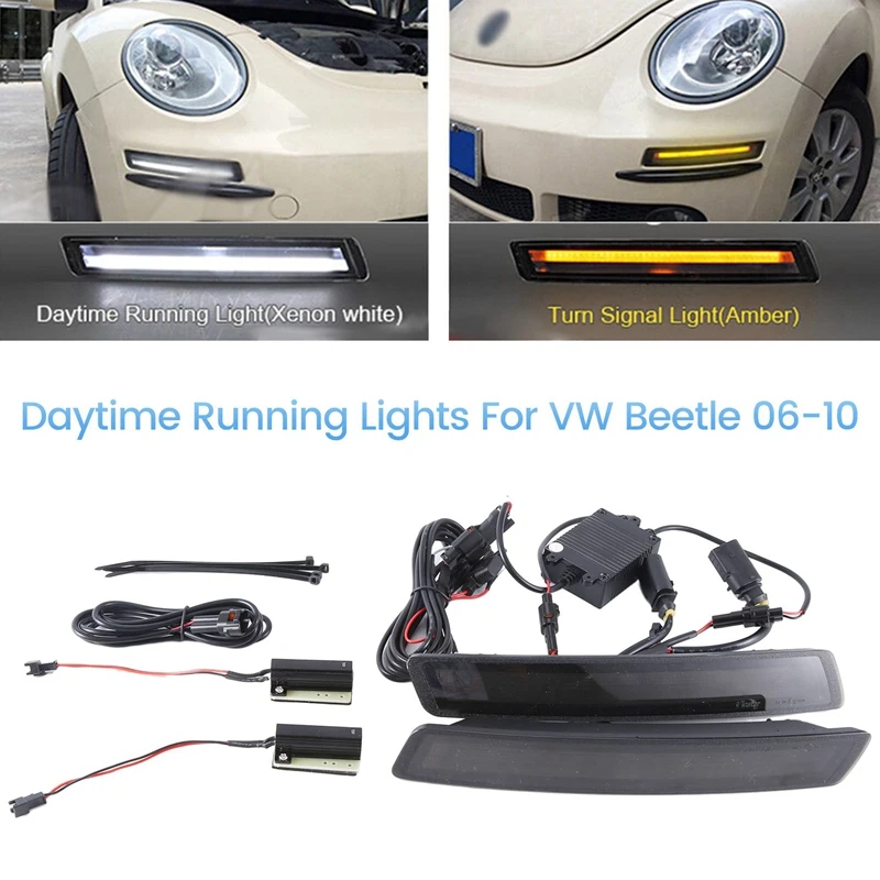 Smoked LED Turn Signal DRL Daytime Running Light With Amber Turn Signal Lights For VW Beetle 2006-2010 Car Supplies
Smoked LED Turn Signal DRL Daytime Running Light With Amber Turn Signal Lights For VW Beetle 2006-2010 Car Supplies
