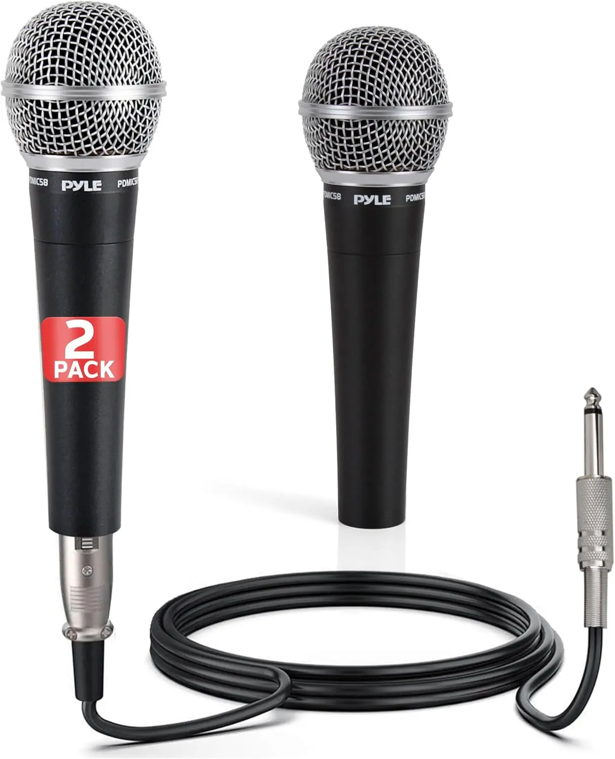 Professional 2-Pack Dynamic Handheld Mic with Pop Filter, 15 ft XLR Cable for Stage, Karaoke, Studio
Professional 2-Pack Dynamic Handheld Mic with Pop Filter, 15 ft XLR Cable for Stage, Karaoke, Studio