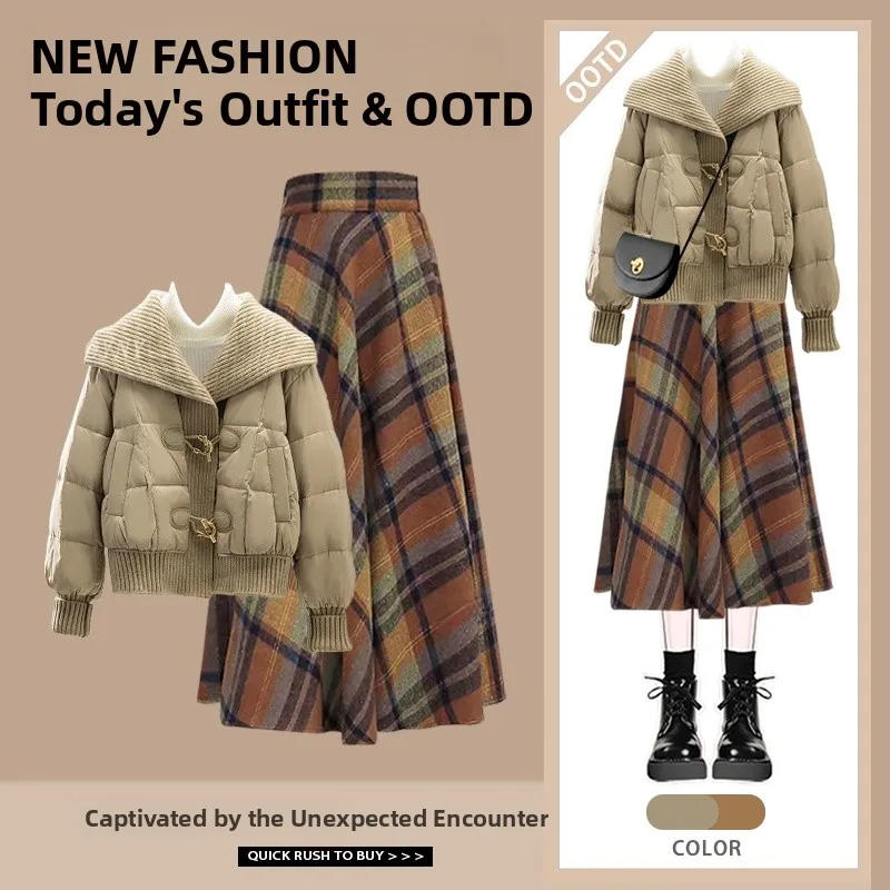 Knitted Patchwork Bread Coat Set Short Women's Vintage High Waist Floral Half Skirt Winter New Arrival Casual Street Style
Knitted Patchwork Bread Coat Set Short Women's Vintage High Waist Floral Half Skirt Winter New Arrival Casual Street Style