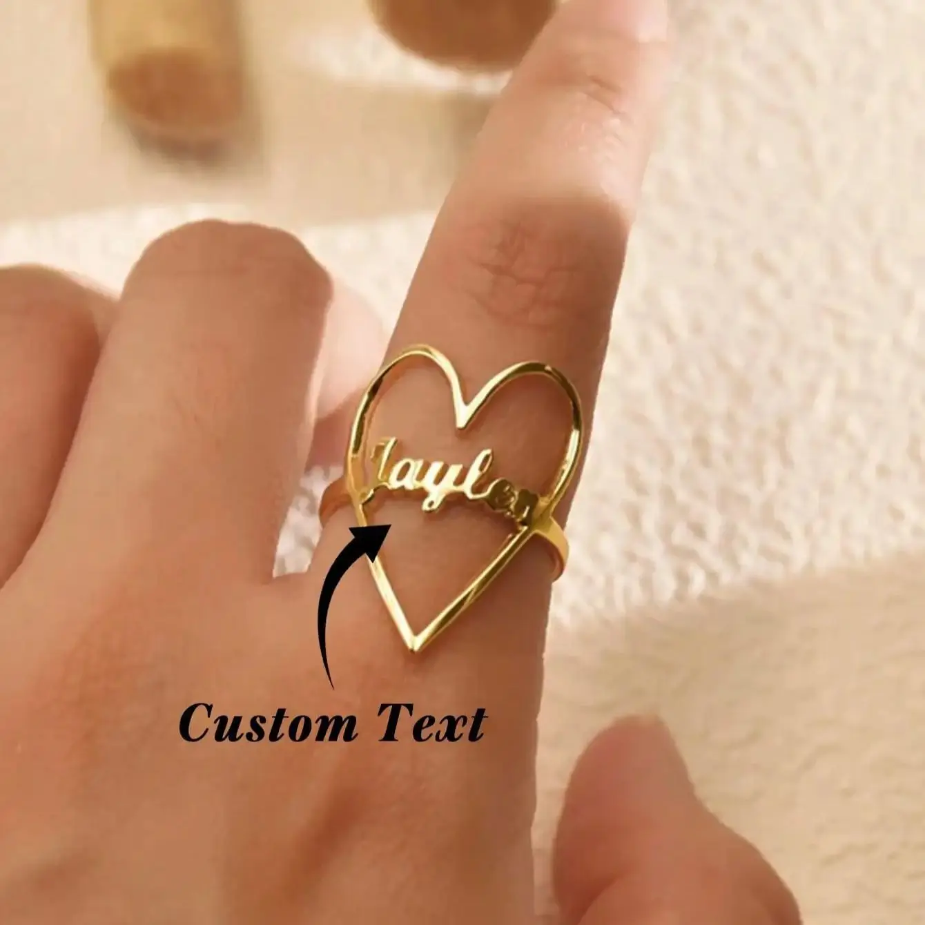 Custom Heart Name Rings For Wom Gold Color Stainless Steel Love Heart Ring Engagement Wedding Personalized Jewelry Gifts
Custom Heart Name Rings For Wom Gold Color Stainless Steel Love Heart Ring Engagement Wedding Personalized Jewelry Gifts