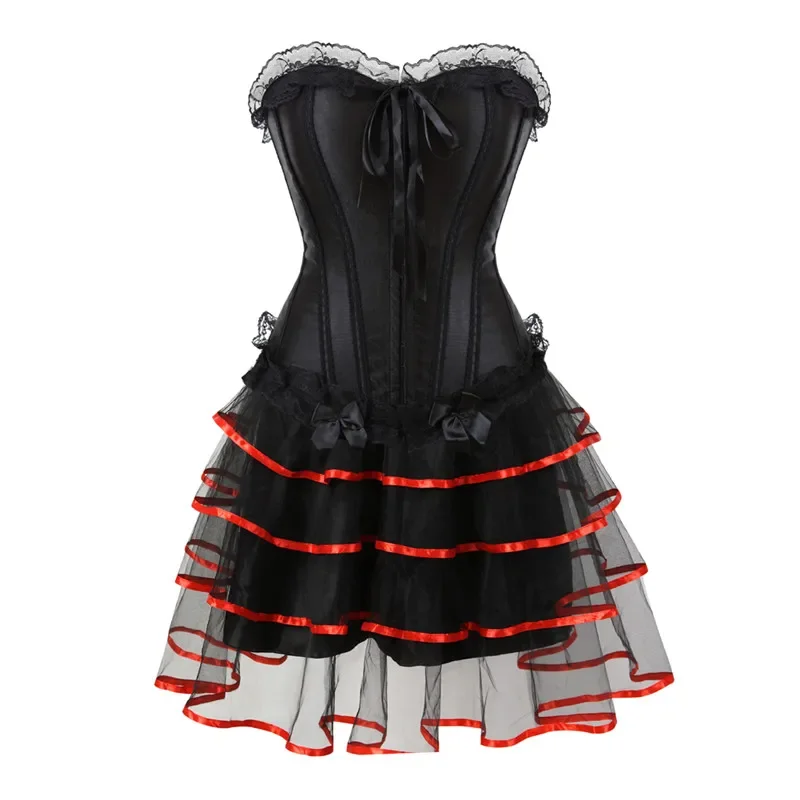 Corset Dress For Women Costume Over Bust Burlesque Lace and Skirt Set Tutu Corselet Victorian Cosplay Exotic Plus Size Blakc
Corset Dress For Women Costume Over Bust Burlesque Lace and Skirt Set Tutu Corselet Victorian Cosplay Exotic Plus Size Blakc