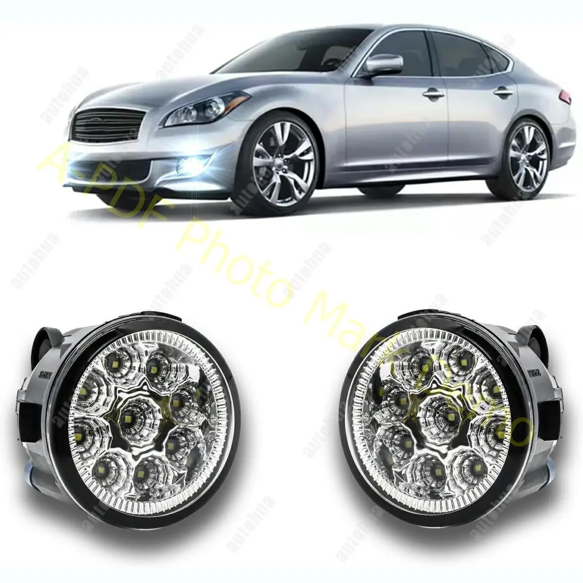 Светодиодные противотуманные фары для Infiniti M37 M56 2011-2013, пара бампера, противотуманные фары, запасные части для дальнего света, 55 Вт, 6000 К, белый DRL
Светодиодные противотуманные фары для Infiniti M37 M56 2011-2013, пара бампера, противотуманные фары, запасные части для дальнего света, 55 Вт, 6000 К, белый DRL