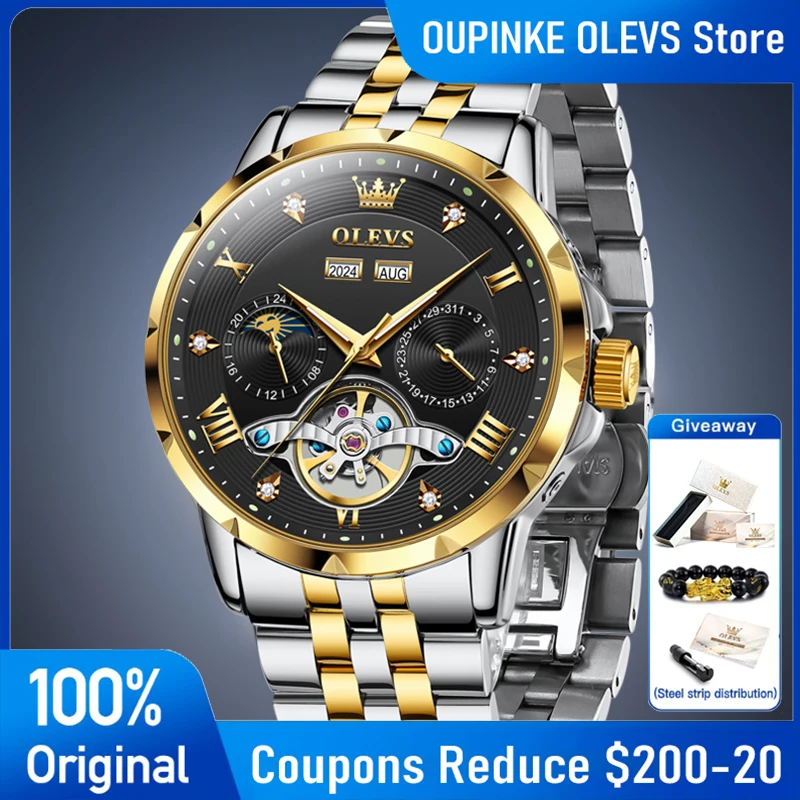 OLEVS 6691 Mens Watch Original Luxury Business Flywheel Automatic Mechanical Watch Stainless Steel Date Year Month Manes Gifts
OLEVS 6691 Mens Watch Original Luxury Business Flywheel Automatic Mechanical Watch Stainless Steel Date Year Month Manes Gifts