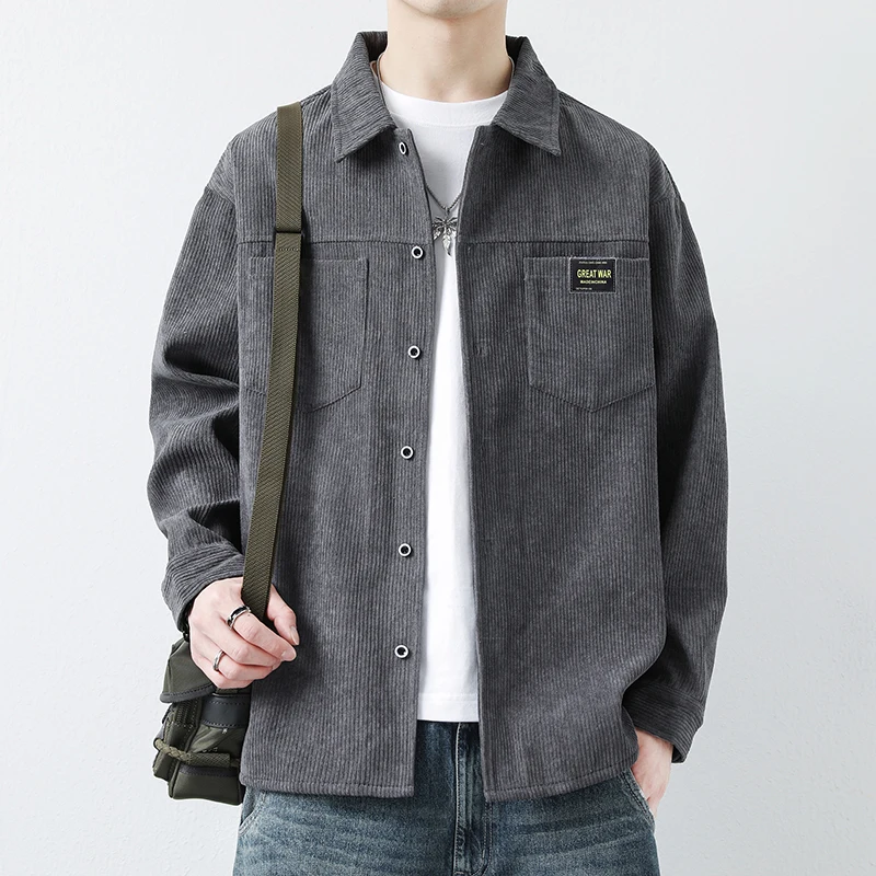 Men's Clothing Solid Color Button Pockets Long Sleeve Turn-down Collar Cardigan Shirt Coats Casual Fashion Spring Autumn Tops 
Men's Clothing Solid Color Button Pockets Long Sleeve Turn-down Collar Cardigan Shirt Coats Casual Fashion Spring Autumn Tops