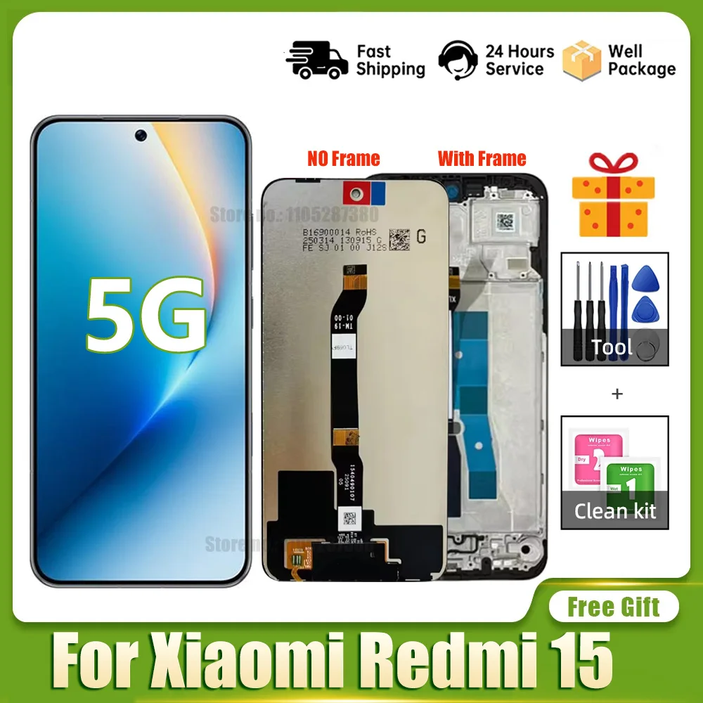 6.9'' Super Amoeld For Xiaomi Redmi15 5g Screen for Redmi 15 5G 25057RN09E LCD Display Screen Touch Digitizer Assembly Frame
6.9'' Super Amoeld For Xiaomi Redmi15 5g Screen for Redmi 15 5G 25057RN09E LCD Display Screen Touch Digitizer Assembly Frame