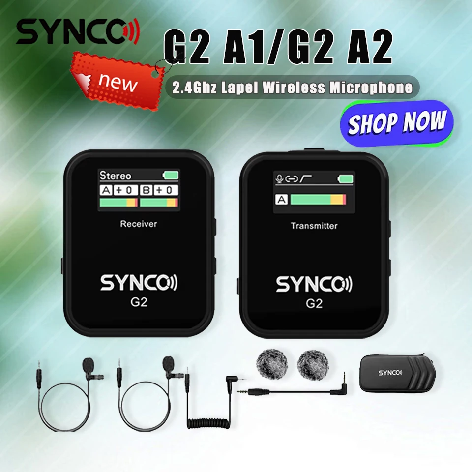 Synco G2 A1 G2 A2 Professional Digital 2.4Ghz Lapel Wireless Microphone Built-in External Mic Quick Charge for Recording
Synco G2 A1 G2 A2 Professional Digital 2.4Ghz Lapel Wireless Microphone Built-in External Mic Quick Charge for Recording