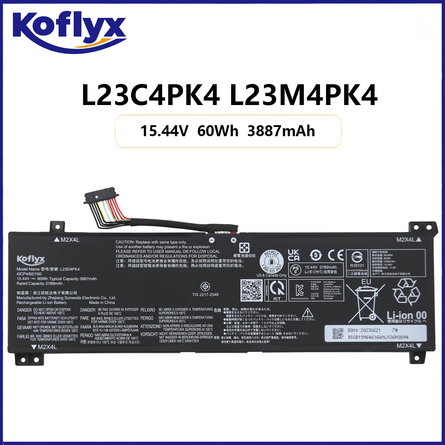 L23C4PK4 L23M4PK4 Koflyx new laptop battery for Lenovo LOQ 15IRX9 15AHP9 15IAX9 15i Gen 9 15.44V 60Wh 3887mAh
L23C4PK4 L23M4PK4 Koflyx new laptop battery for Lenovo LOQ 15IRX9 15AHP9 15IAX9 15i Gen 9 15.44V 60Wh 3887mAh