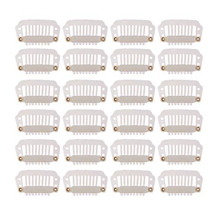Hair extension clips for professional use, metal with rubber snap closures, silver color, durable 8-teeth design, 24 pcs/lot
Hair extension clips for professional use, metal with rubber snap closures, silver color, durable 8-teeth design, 24 pcs/lot