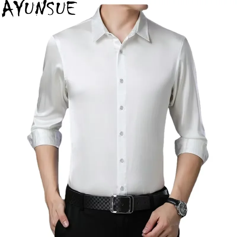 AYUNSUE 92% Mulberry Real Silk Long Sleeved Shirt for Men Loose Casual Tops Shirt Solid High Quality Men's Clothing Ropa Hombre
AYUNSUE 92% Mulberry Real Silk Long Sleeved Shirt for Men Loose Casual Tops Shirt Solid High Quality Men's Clothing Ropa Hombre