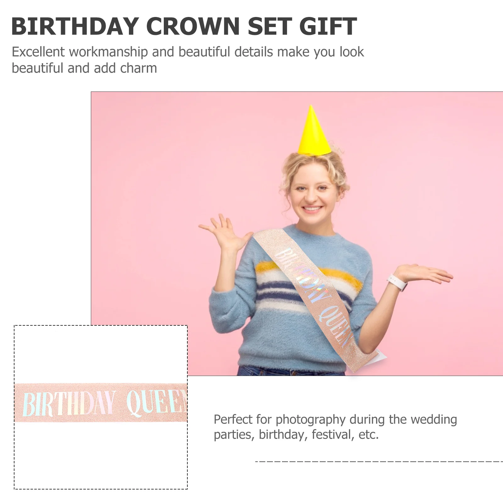 Crown Set Queen 50th Woman Birthday Decor Wedding Hair Accessories Supply Suit Women's 
Crown Set Queen 50th Woman Birthday Decor Wedding Hair Accessories Supply Suit Women's