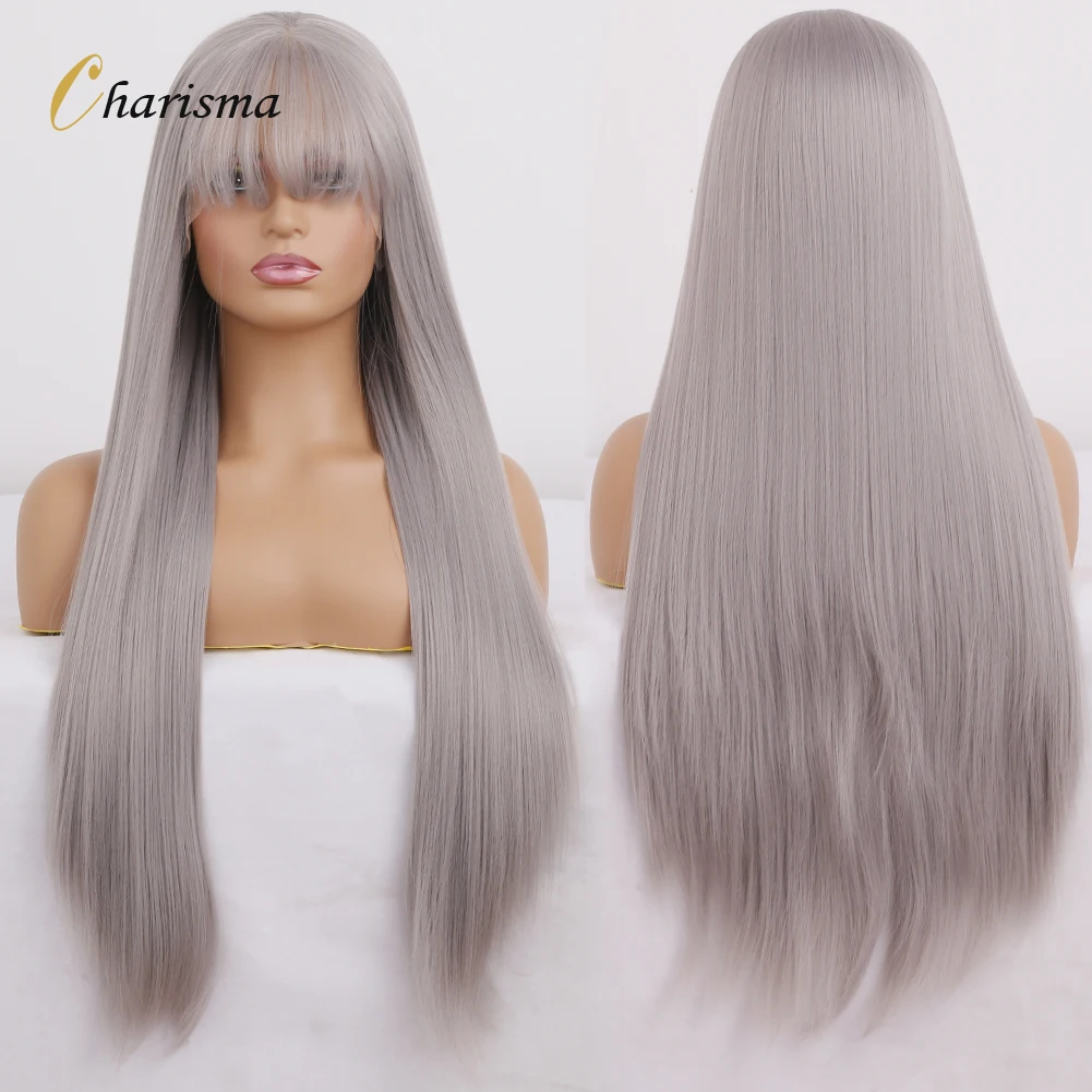 Charisma Silver Grey Wigs Synthetic Lace Front Wig With Bangs For Women Long Silky Straight Hair Lace Front Wigs Gray Wig
Charisma Silver Grey Wigs Synthetic Lace Front Wig With Bangs For Women Long Silky Straight Hair Lace Front Wigs Gray Wig