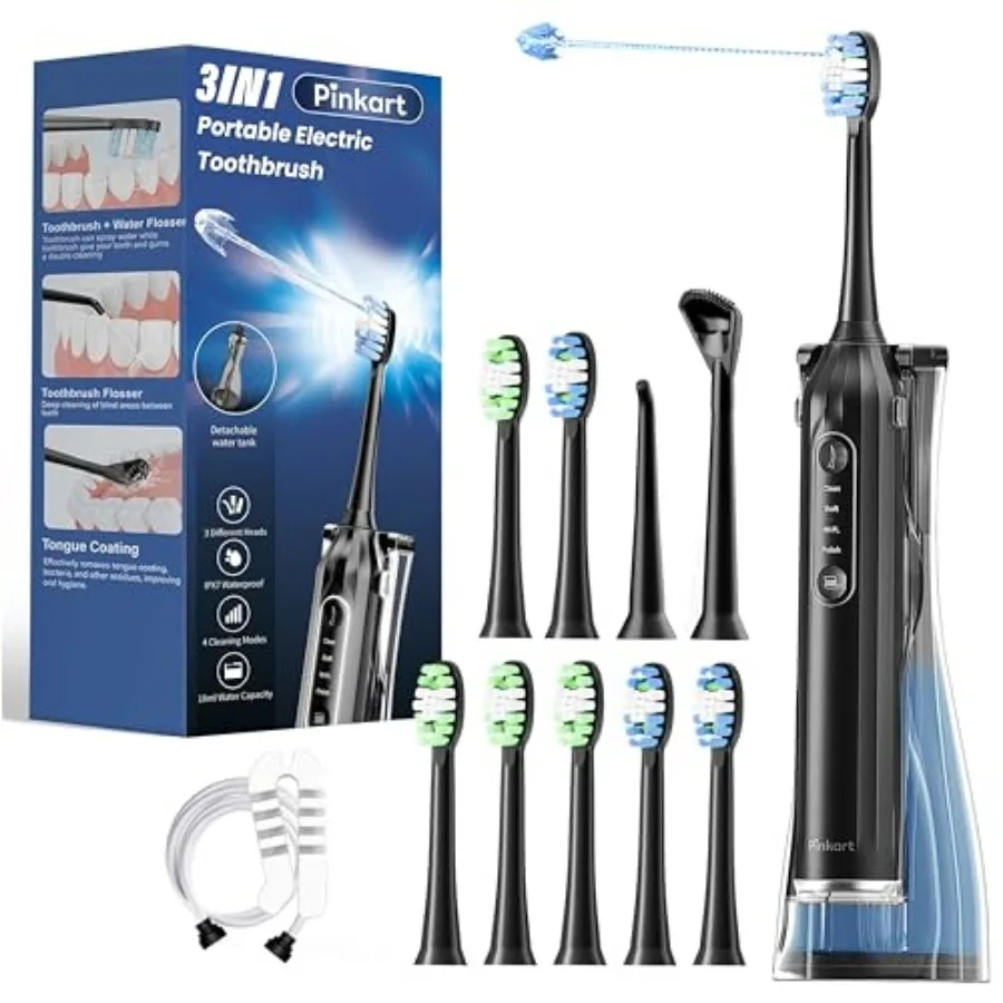 Pinkart 3 in 1 Electric Toothbrush with Water Flosser Combo for Adults, Toothbrush Flosser Combo in One, 8 Brush Heads, Flosser
Pinkart 3 in 1 Electric Toothbrush with Water Flosser Combo for Adults, Toothbrush Flosser Combo in One, 8 Brush Heads, Flosser