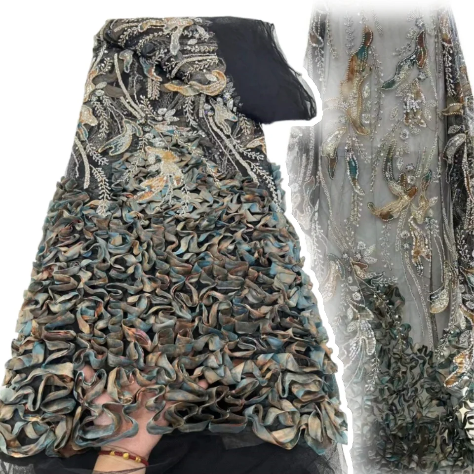 African Tissue Lace Fabric 5 Yards Nigerian Beaded French 3D Flower Lace Fabric Sequins for Wedding Party Dress Clothes SZ1257
African Tissue Lace Fabric 5 Yards Nigerian Beaded French 3D Flower Lace Fabric Sequins for Wedding Party Dress Clothes SZ1257