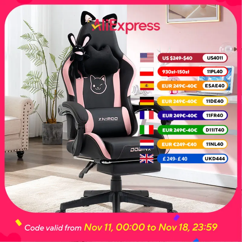 Girls Comfy Designer Computer Chair Footrest Recliner Home Swivel Gaming Chairs Ergonomic Playseat Chaise De Bureau Furniture
Girls Comfy Designer Computer Chair Footrest Recliner Home Swivel Gaming Chairs Ergonomic Playseat Chaise De Bureau Furniture