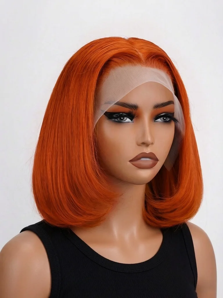 Orange #350 Bob Wig Human Hair 13x4 Transparent Lace Front 200% Density Straight Pre Plucked Natural Hairline Install For Women
Orange #350 Bob Wig Human Hair 13x4 Transparent Lace Front 200% Density Straight Pre Plucked Natural Hairline Install For Women