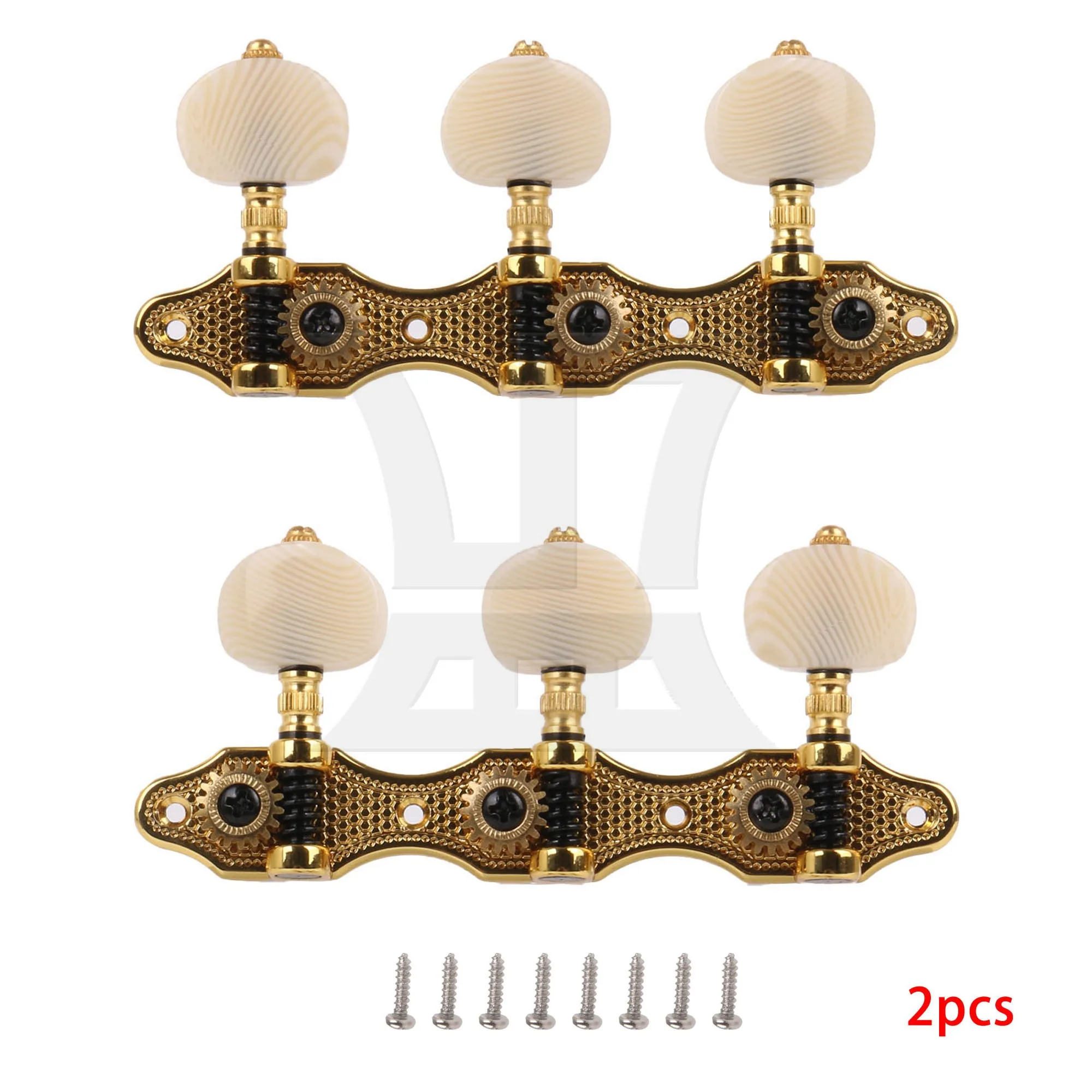 Yibuy 2pcs Classical Guitar Tri-String Tuner Peg Guitar Accessories