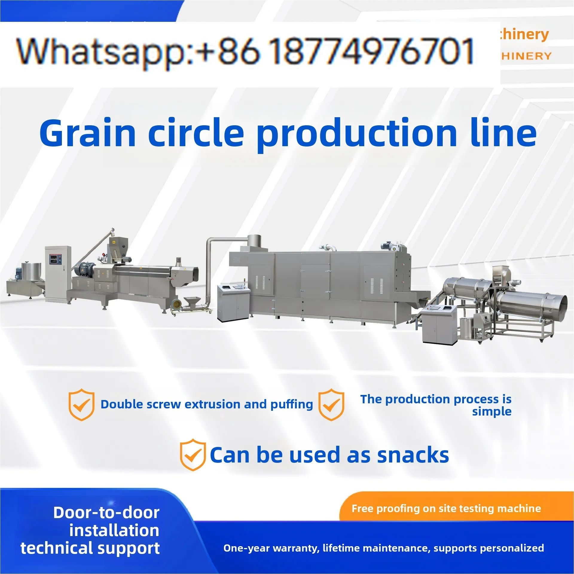 Efficient Twin Screw Extrusion Puffed Food Production Line Cereal Loop Core Component for Grain Product Making Motor Operated
Efficient Twin Screw Extrusion Puffed Food Production Line Cereal Loop Core Component for Grain Product Making Motor Operated