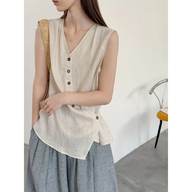 plus Size Cotton Linen Sleeveless Women's Shirt Summer New Style Thin Outerwear Top Comfortable Breathable Loose Fit Commute ...
plus Size Cotton Linen Sleeveless Women's Shirt Summer New Style Thin Outerwear Top Comfortable Breathable Loose Fit Commute ...