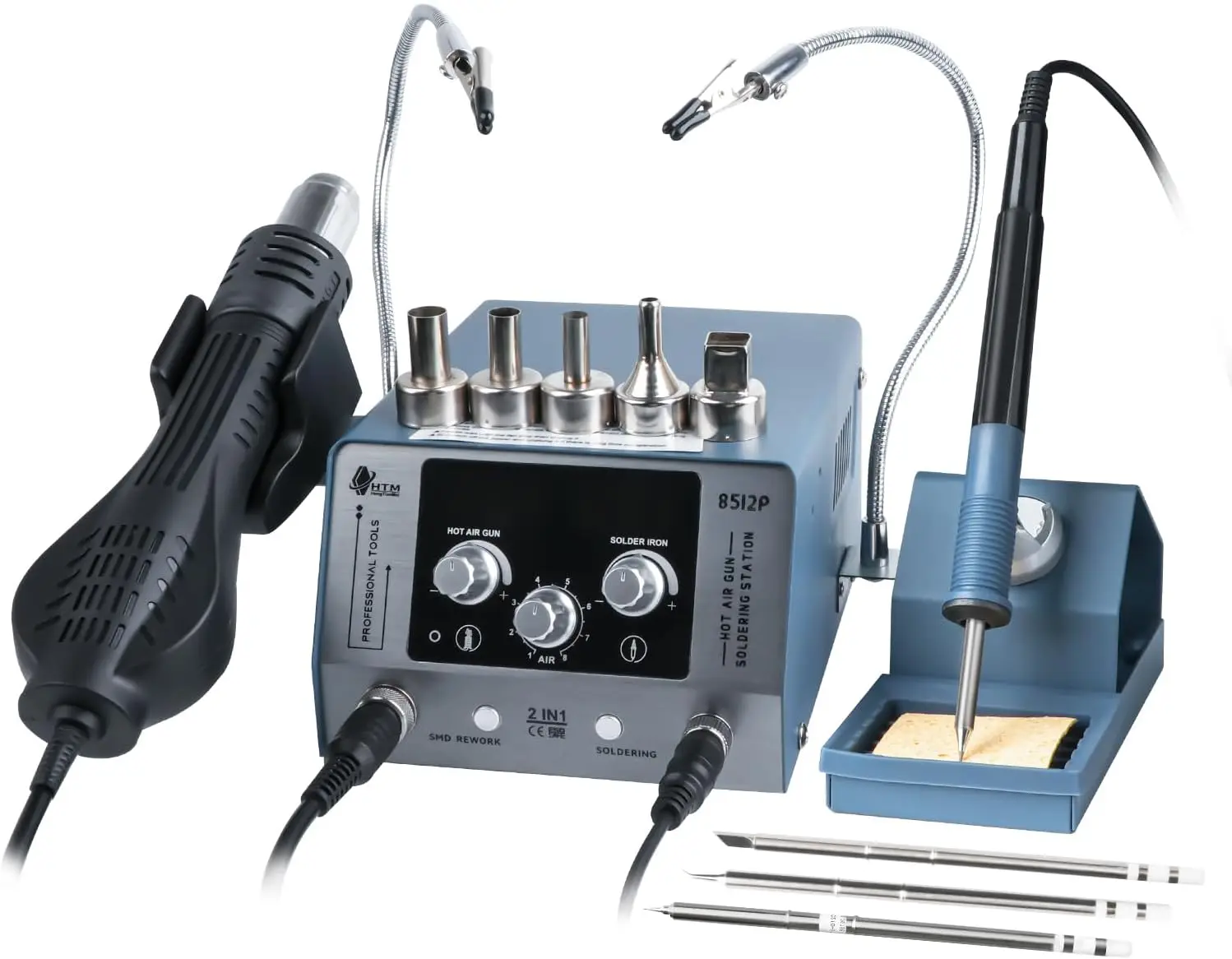 Hot Air Soldering Station 2-in-1 720W with 2 Helping Hands, Fast Heating 392-932℉ for Electronics PCB Repair
Hot Air Soldering Station 2-in-1 720W with 2 Helping Hands, Fast Heating 392-932℉ for Electronics PCB Repair
