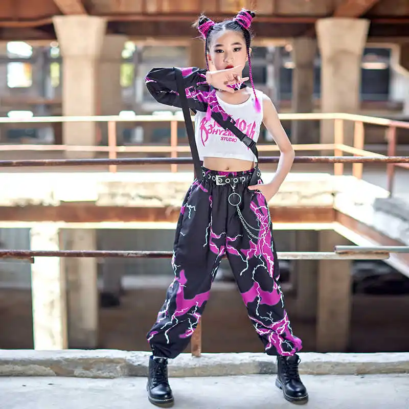 Modern Dance Performance K-pop Stage Outfit Runway Show Wear Hip Hop Clothes For Girls Kids Jazz Dance Costume Black Purple
Modern Dance Performance K-pop Stage Outfit Runway Show Wear Hip Hop Clothes For Girls Kids Jazz Dance Costume Black Purple