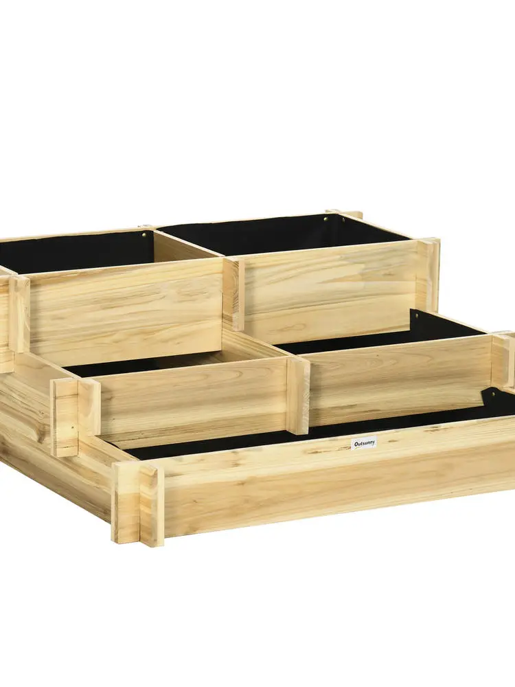 3 Tiers Elevated Flower Bed/planter Box, with Drainage Holes, Lined with Fabric, Natural Wood-93 X 93 X 35 Cm
3 Tiers Elevated Flower Bed/planter Box, with Drainage Holes, Lined with Fabric, Natural Wood-93 X 93 X 35 Cm
