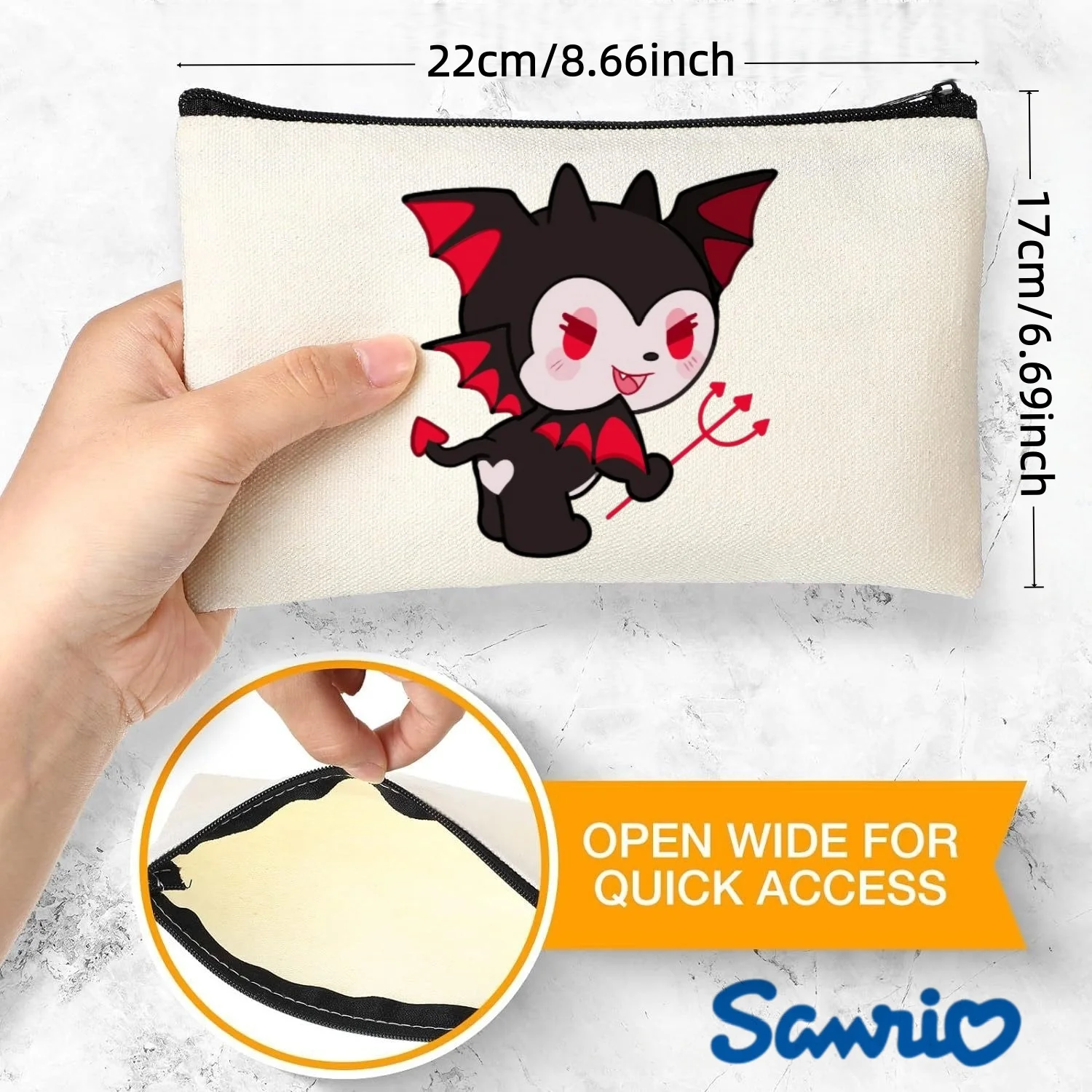 1PC Sanrio Kuromi Devil Style Canvas Cosmetic Bag Zipper Pouch
1PC Sanrio Kuromi Devil Style Canvas Cosmetic Bag Zipper Pouch