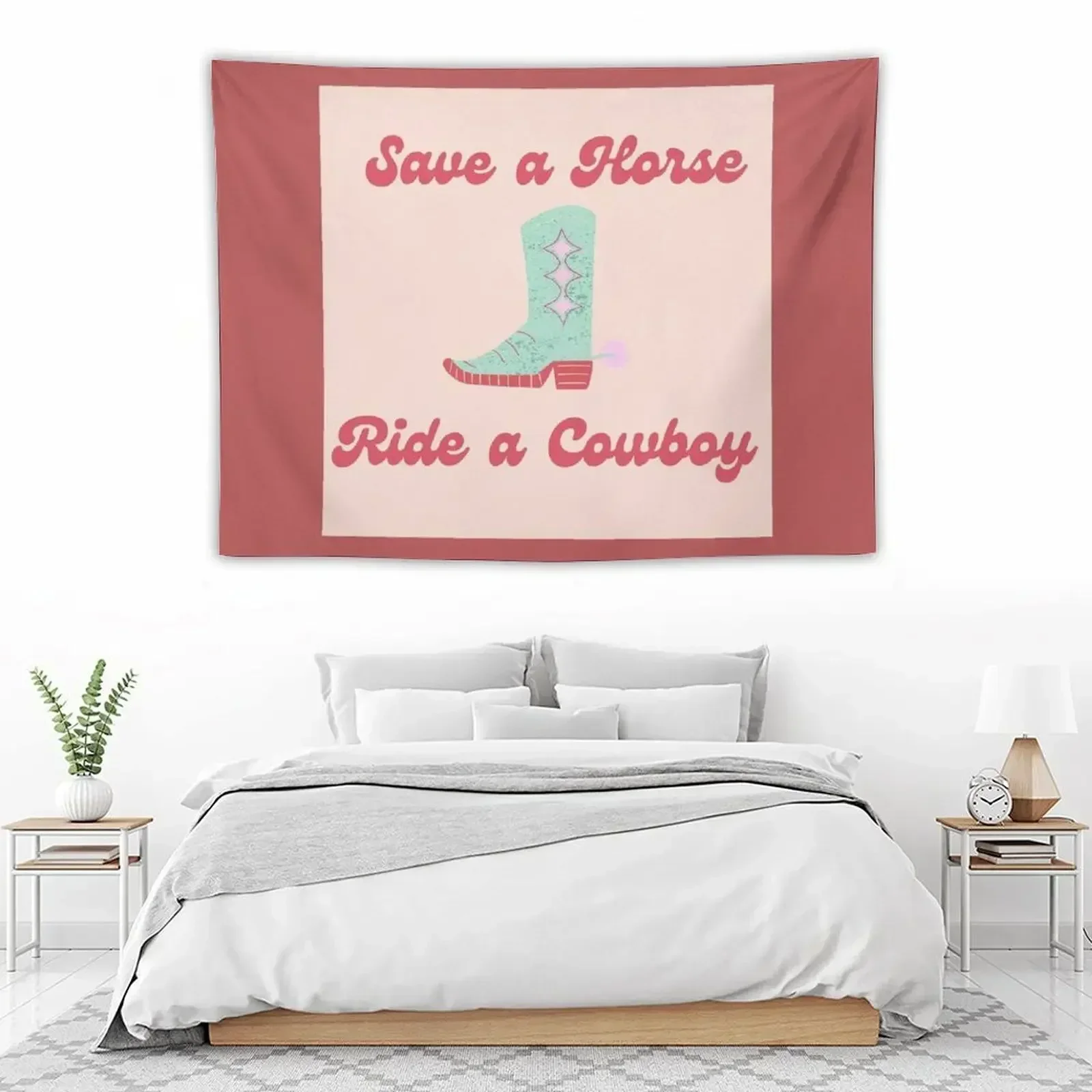Save a Horse, Ride a Cowboy Typography and Cowboy Boot Graphic with Pink Font Tapestry Wall Decor Room Decor For Girls Tapestry
Save a Horse, Ride a Cowboy Typography and Cowboy Boot Graphic with Pink Font Tapestry Wall Decor Room Decor For Girls Tapestry