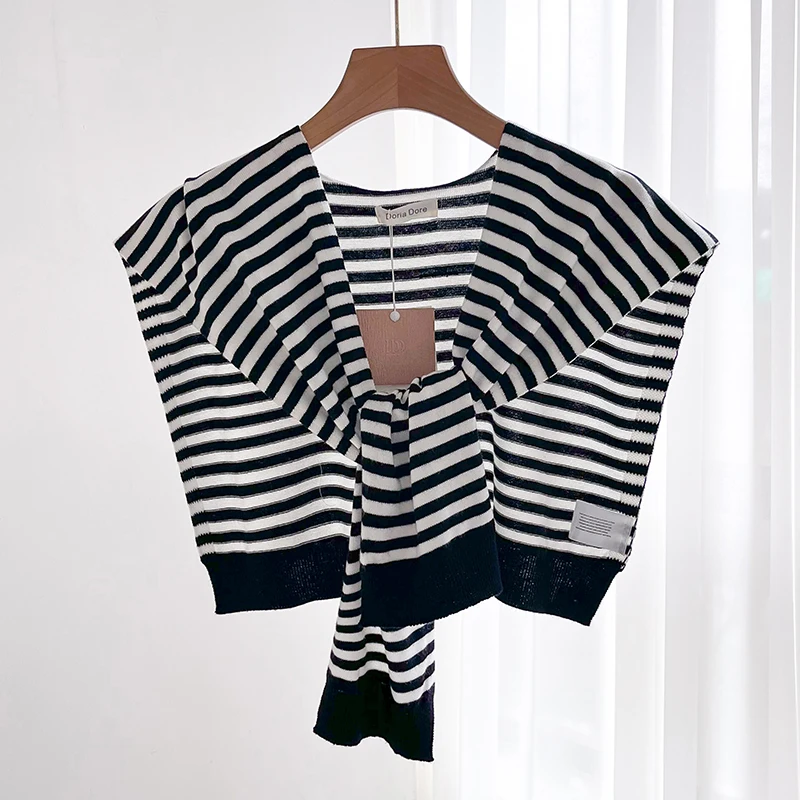 Korean Striped Knitted Warm Shawl Winter Female Blouse Shoulders Fake Collar Cape Knotted Scarf Stripe Outerwear E5853
Korean Striped Knitted Warm Shawl Winter Female Blouse Shoulders Fake Collar Cape Knotted Scarf Stripe Outerwear E5853