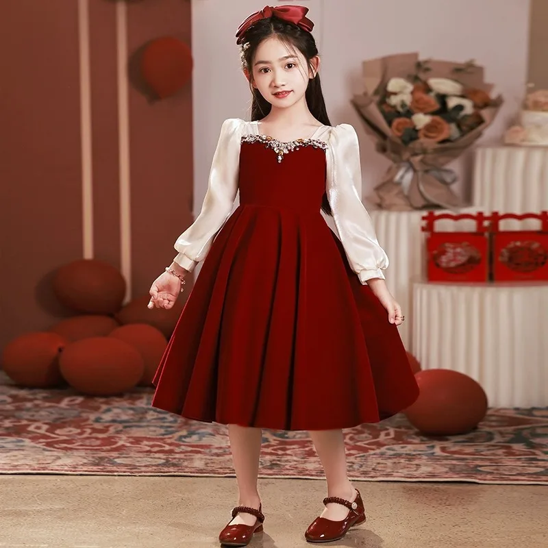 Girls' Red Flower Girl Wedding Dress Princess Dress Spring Children's Host Piano Performance Dress
Girls' Red Flower Girl Wedding Dress Princess Dress Spring Children's Host Piano Performance Dress