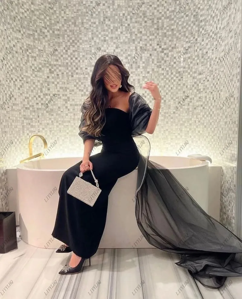 LIYYLHQ Black Satin Prom Gowns Women With Cap Sleeves Evening Party Dresses Sexy Side Split Arabic Women Special Occasion Dress
LIYYLHQ Black Satin Prom Gowns Women With Cap Sleeves Evening Party Dresses Sexy Side Split Arabic Women Special Occasion Dress