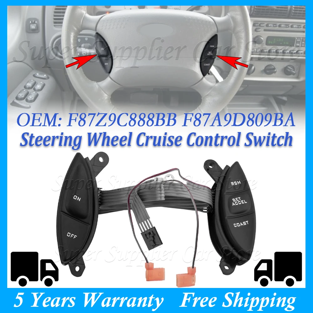 F87Z9C888BB F87A9D809BA Steering Wheel Cruise Control Switch Button For Ford Ranger Explorer Sport Trac F150 Mercury Mountaineer
F87Z9C888BB F87A9D809BA Steering Wheel Cruise Control Switch Button For Ford Ranger Explorer Sport Trac F150 Mercury Mountaineer