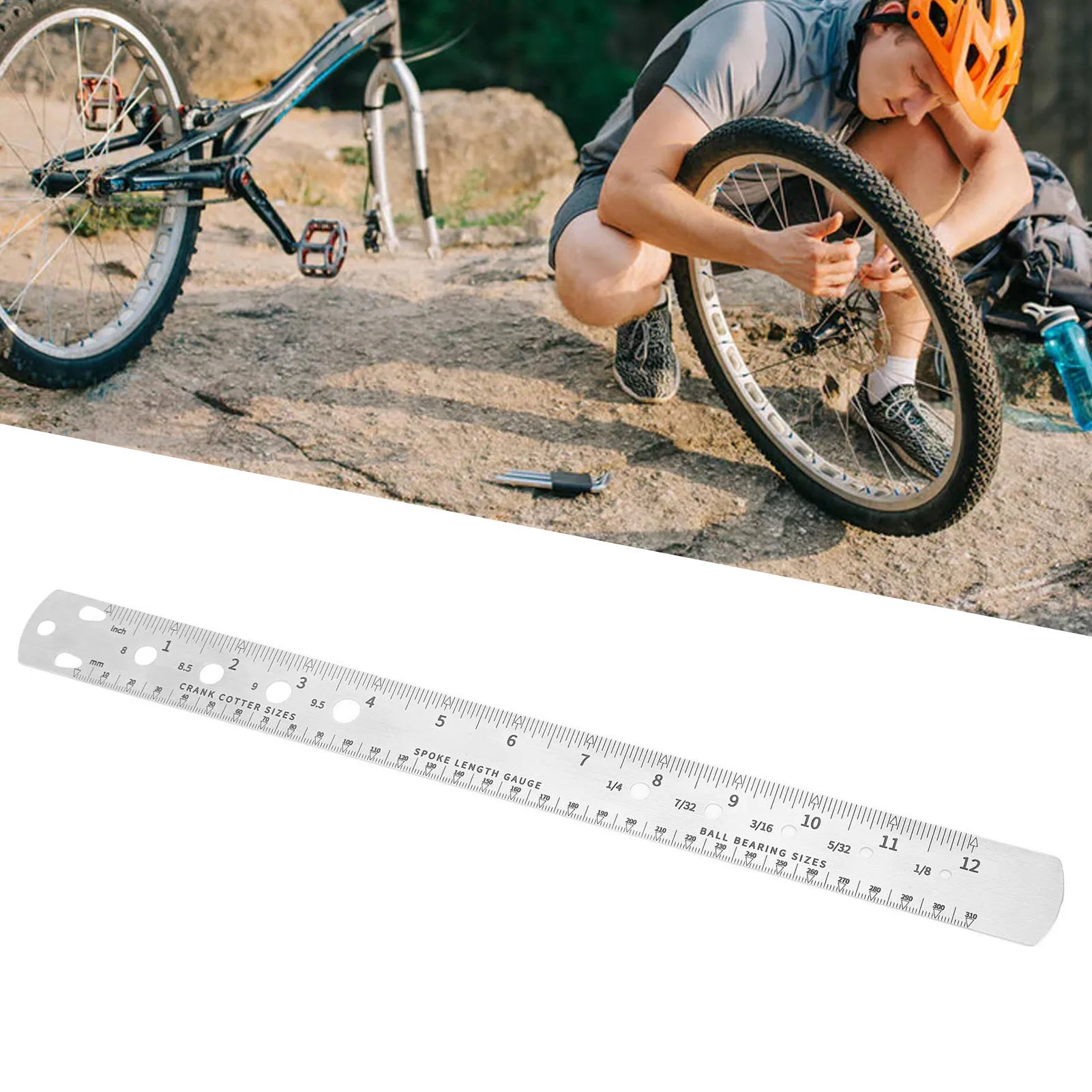 Bike Spoke Ruler Stainless Steel Double Sided Measuring Tool for Crank Locking Screw Stainless Steel Bike Spoke Ruler
Bike Spoke Ruler Stainless Steel Double Sided Measuring Tool for Crank Locking Screw Stainless Steel Bike Spoke Ruler