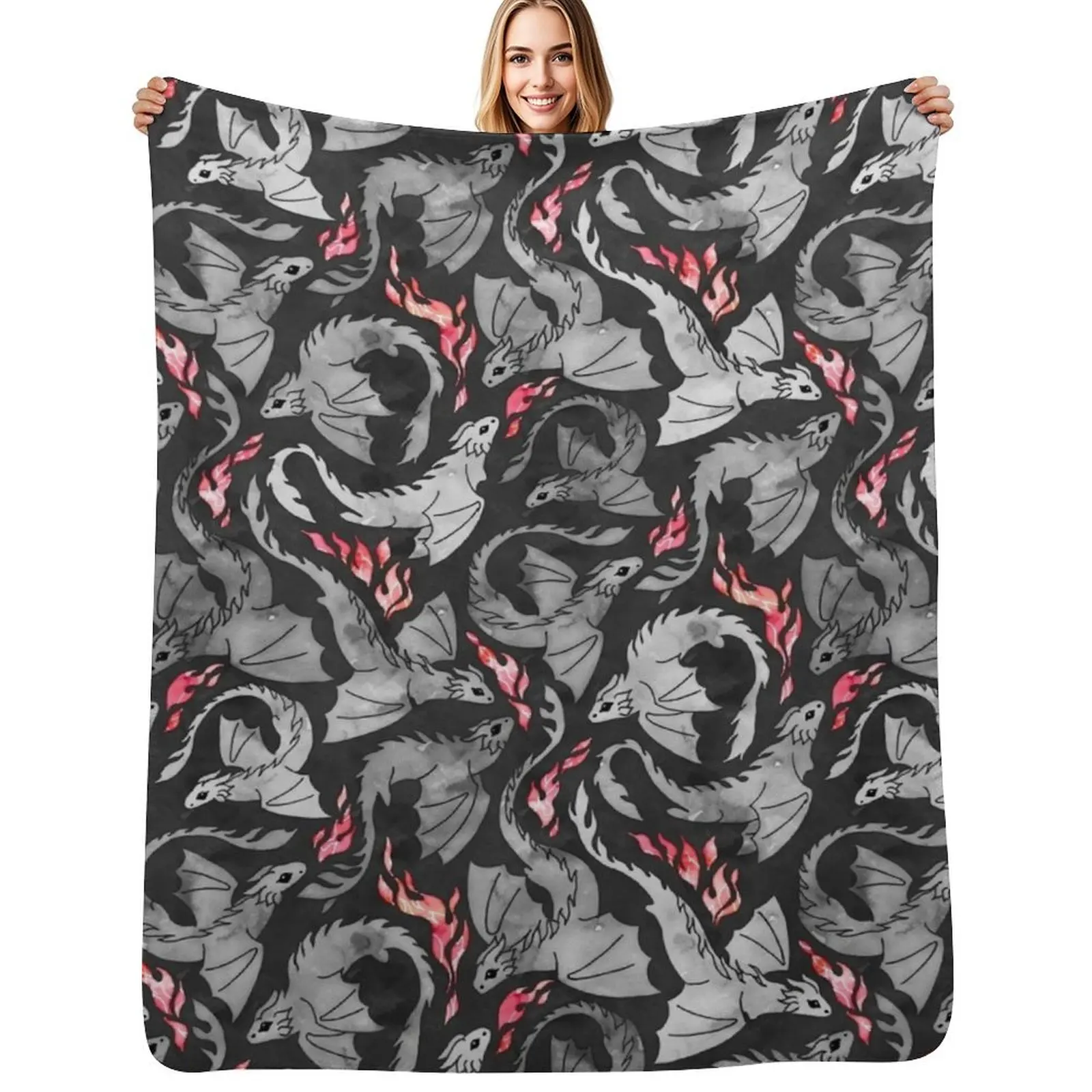 Dragon fire dark grey and black Throw Blanket Soft Breathable Blanket for Night Sleeping
Dragon fire dark grey and black Throw Blanket Soft Breathable Blanket for Night Sleeping