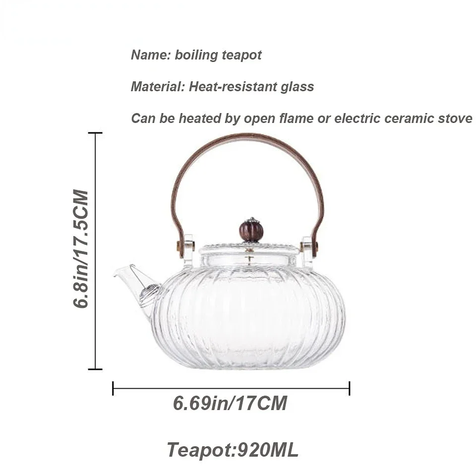 920ML Glass Teapot With Removable Filter Wood Handle Stovetop Safe Borosilicate Glass Tea Kettle Coffee Pot Teaware
920ML Glass Teapot With Removable Filter Wood Handle Stovetop Safe Borosilicate Glass Tea Kettle Coffee Pot Teaware