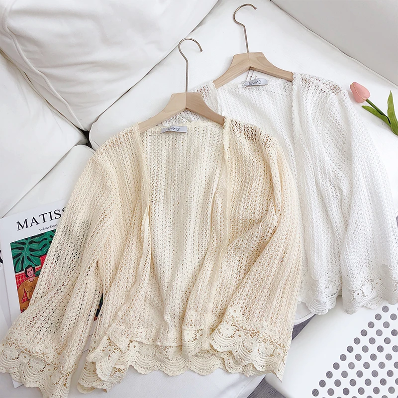 Hollow Out Knitted Cardigans For Women Solid Color Lace Edge Loose Female Coat Summer Leisure All-Matched Ladies Outerwear
Hollow Out Knitted Cardigans For Women Solid Color Lace Edge Loose Female Coat Summer Leisure All-Matched Ladies Outerwear