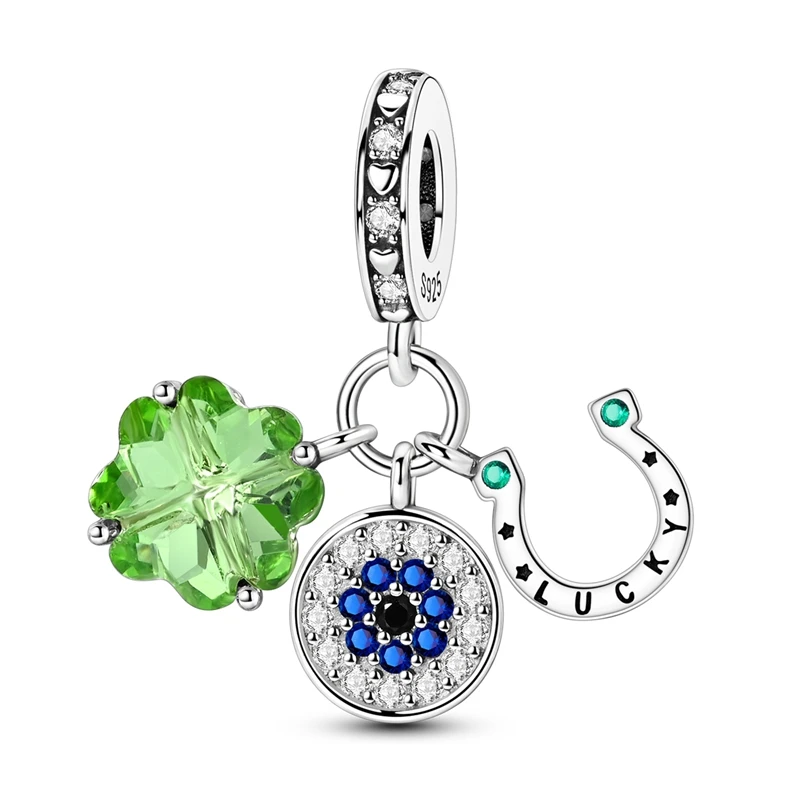 925 Sterling Silver Lucky Clover Eyes Horseshoe Charms Pendant Fit 3MM Original Bracelet DIY Women Birthday Jewelry Party Gifts
925 Sterling Silver Lucky Clover Eyes Horseshoe Charms Pendant Fit 3MM Original Bracelet DIY Women Birthday Jewelry Party Gifts