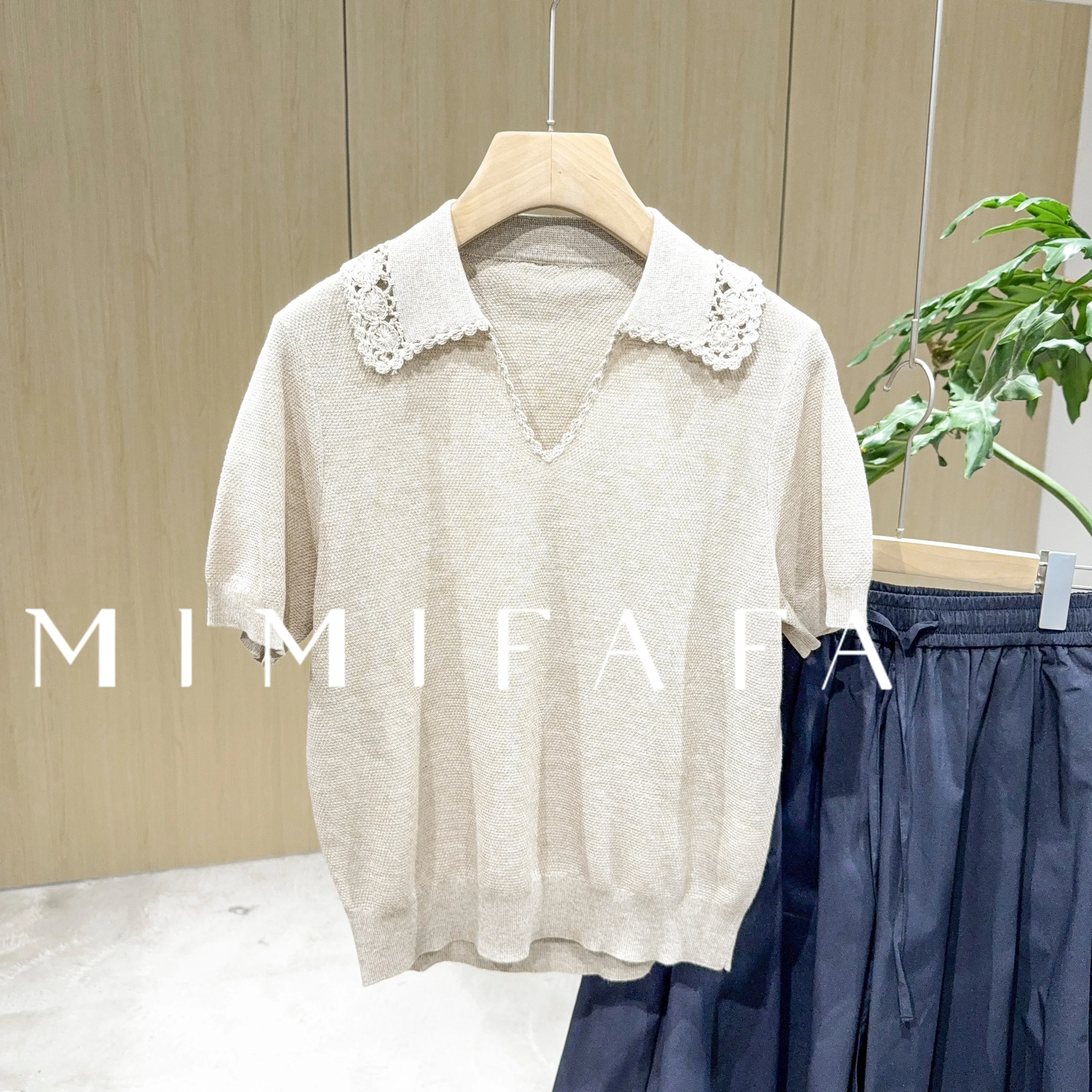 Mimifafa Flax 26 New Hand Crocheted Lace Hollow Knitted Short Sleeve Turn-down Collar French Style Women's Summer Sweater
Mimifafa Flax 26 New Hand Crocheted Lace Hollow Knitted Short Sleeve Turn-down Collar French Style Women's Summer Sweater