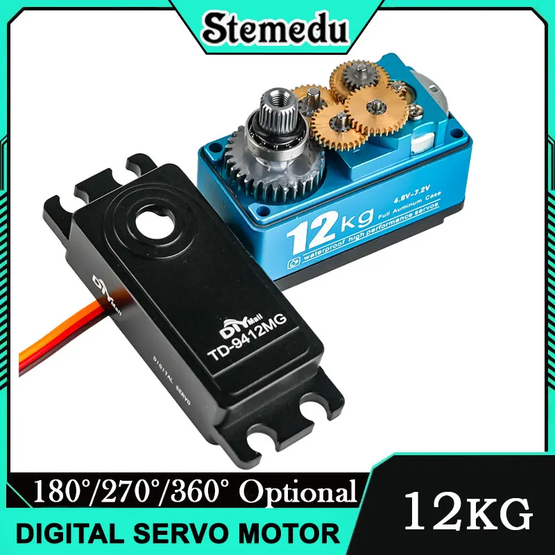 TD-9412MG 12kg Digital Servo 180/270/360° High Torque Metal Gear Short Body for 1/8 1/10 RC Car Robot Carbon Brush Motor
TD-9412MG 12kg Digital Servo 180/270/360° High Torque Metal Gear Short Body for 1/8 1/10 RC Car Robot Carbon Brush Motor