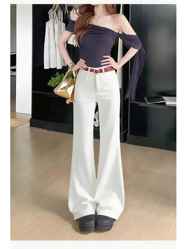 White Commuter Style High Waist Flared Pants Women's Floor Length Drapey Casual Trousers Korean Version Loose Fit Pants
White Commuter Style High Waist Flared Pants Women's Floor Length Drapey Casual Trousers Korean Version Loose Fit Pants