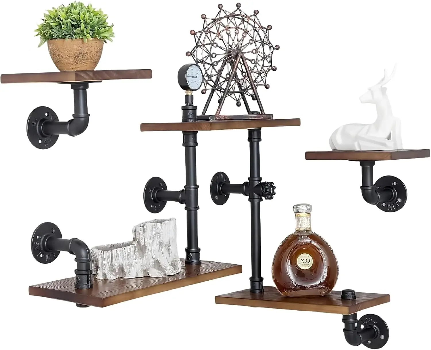 Настенные плавающие полки из дерева в индустриальном стиле с элементами рустик и модерн, имитирующие лестничные ступени - Набор из 3-х полок для книг, DIY система хранения
Настенные плавающие полки из дерева в индустриальном стиле с элементами рустик и модерн, имитирующие лестничные ступени - Набор из 3-х полок для книг, DIY система хранения