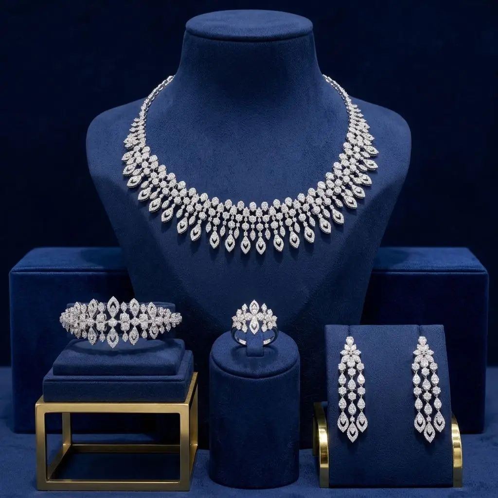 Bride Talk Luxury 4Pcs Bridal Jewelry Set Elegant Zircon Fringe Tassel Design Wedding Accessories for Women Party Wear
Bride Talk Luxury 4Pcs Bridal Jewelry Set Elegant Zircon Fringe Tassel Design Wedding Accessories for Women Party Wear