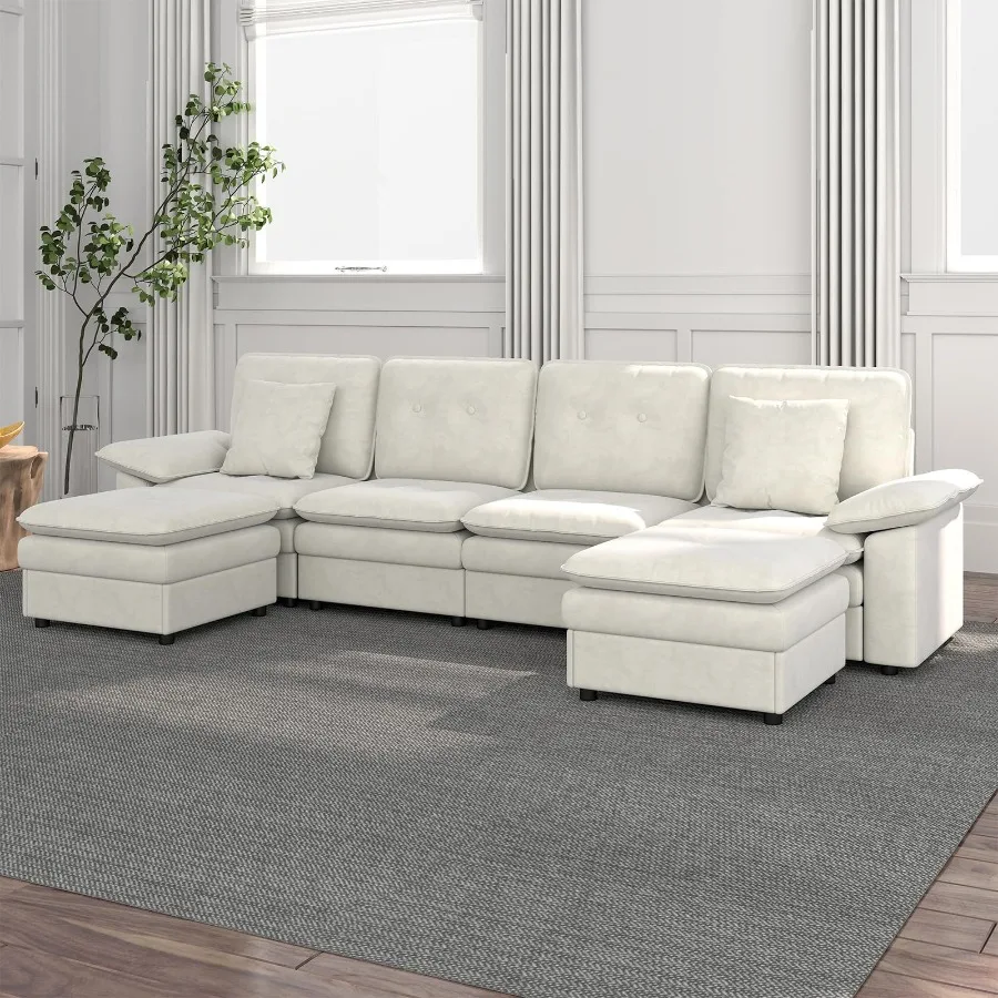 PPL 6 - Seater Modular Sectional Sofa with Movable Ottoman Comfy Deep Seat Cloud Couch for Living Room Apartment Office
PPL 6 - Seater Modular Sectional Sofa with Movable Ottoman Comfy Deep Seat Cloud Couch for Living Room Apartment Office