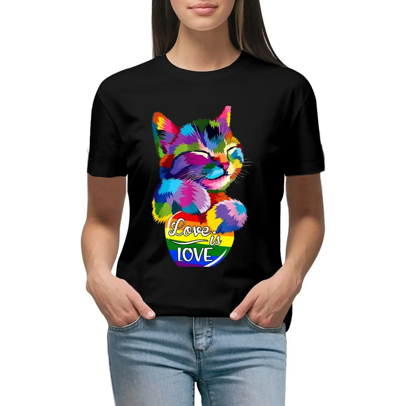Love Is Love Cat Colorful Pride Lgbt Funny Lgbt T-Shirt korean fashion summer tops female workout shirts for Women loose fit
Love Is Love Cat Colorful Pride Lgbt Funny Lgbt T-Shirt korean fashion summer tops female workout shirts for Women loose fit