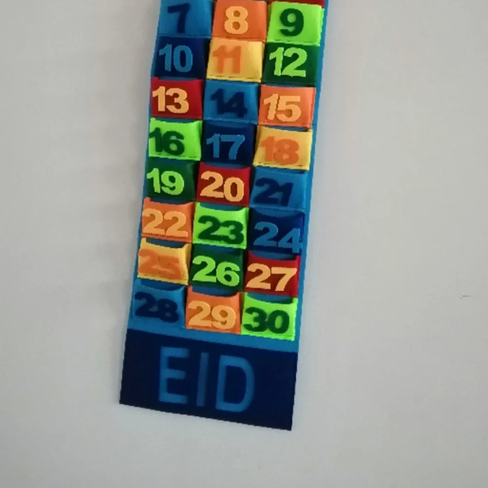 Felt Hanging Mubarak Eid Countdown Calendar Wall Home Decor Colorful Pocket Reusable Festive Muslim Celebration Party Decoration
Felt Hanging Mubarak Eid Countdown Calendar Wall Home Decor Colorful Pocket Reusable Festive Muslim Celebration Party Decoration