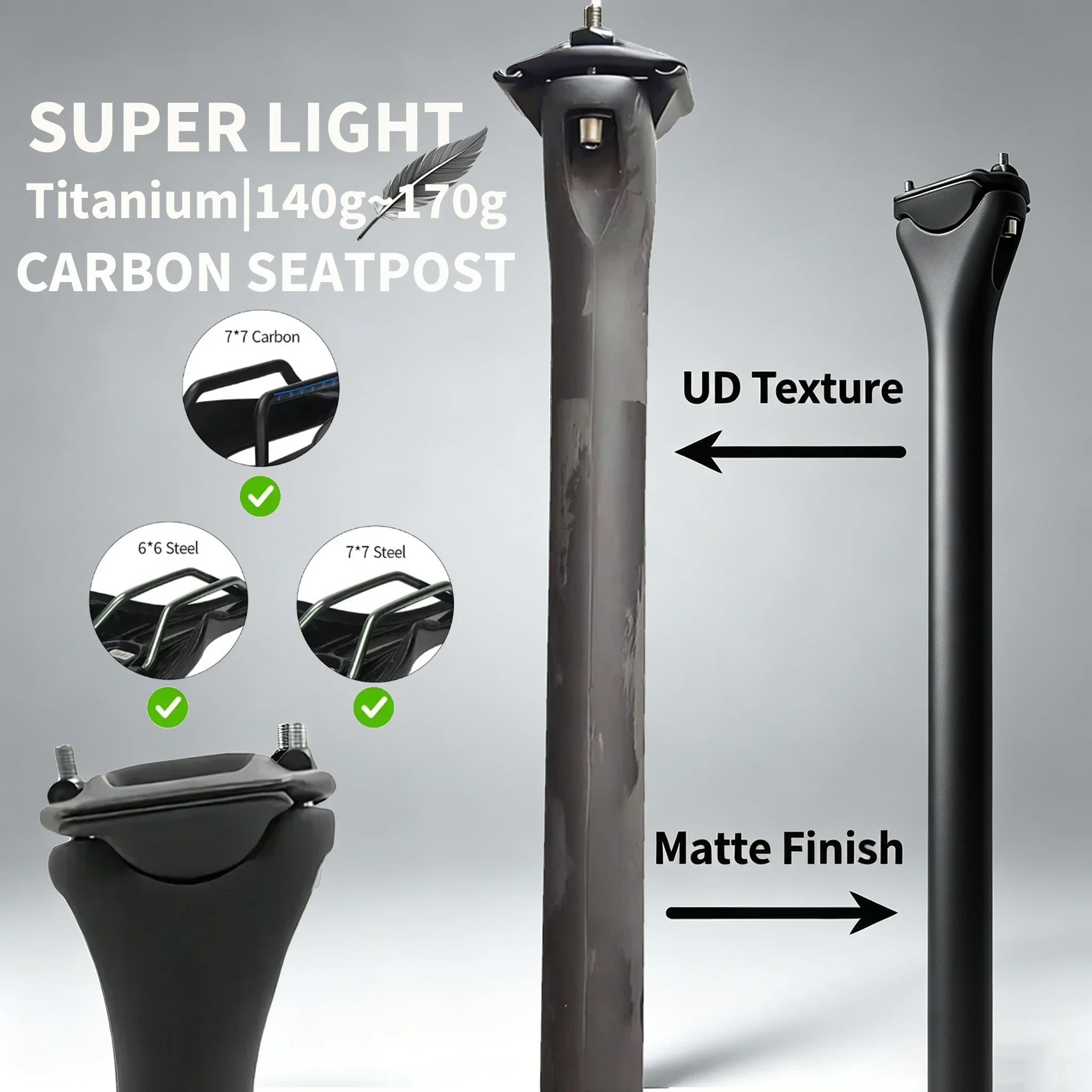 YICHORD MTB Carbon Fiber Seat Post 27.2/30.8/31.6mm Mountain/Road Bike Seatpost UD MatteTitanium Screws Bicycle Parts
YICHORD MTB Carbon Fiber Seat Post 27.2/30.8/31.6mm Mountain/Road Bike Seatpost UD MatteTitanium Screws Bicycle Parts