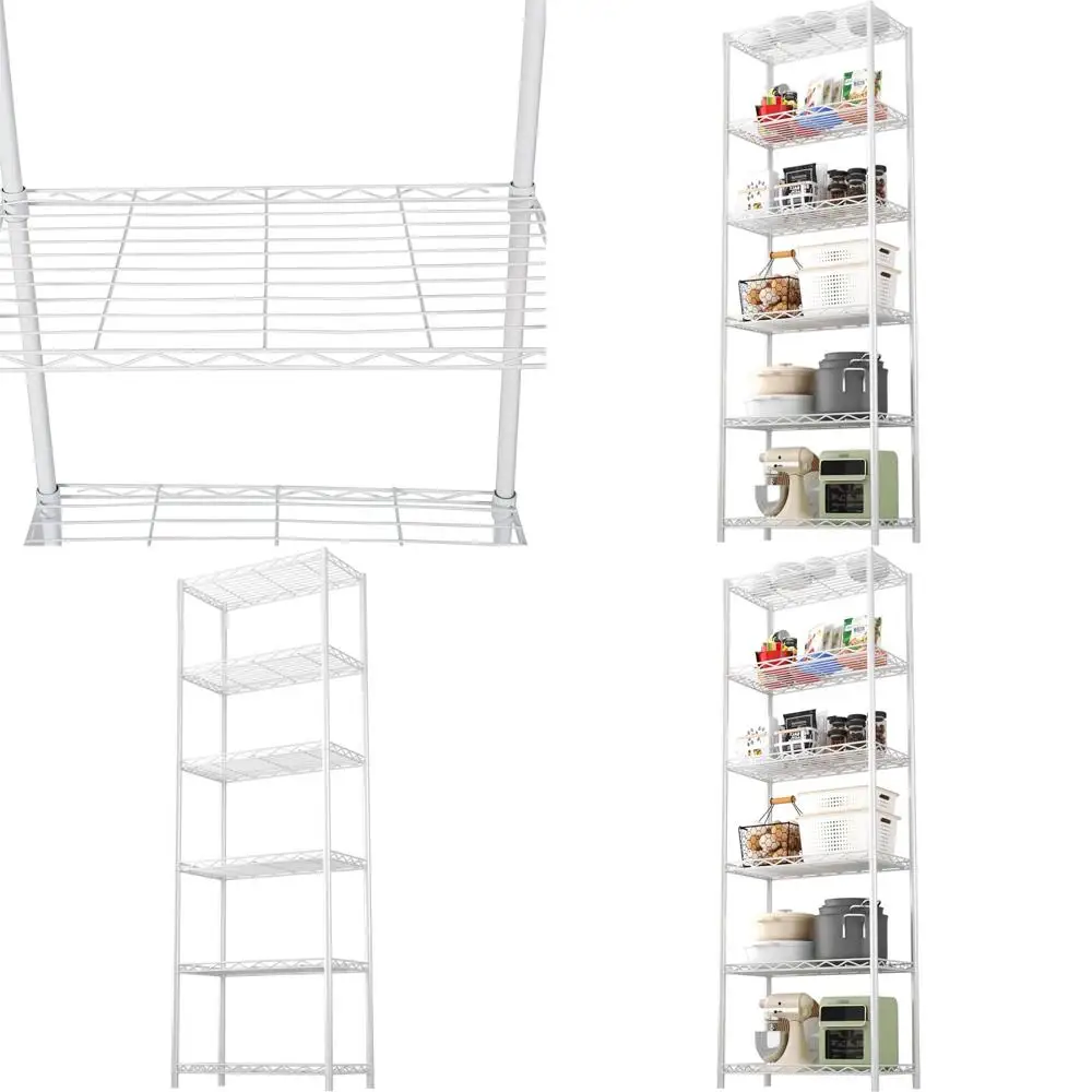6-Tier Wire Shelving Unit - Metal Storage Rack for Kitchen, Pantry, and Laundry Organization (White)
6-Tier Wire Shelving Unit - Metal Storage Rack for Kitchen, Pantry, and Laundry Organization (White)