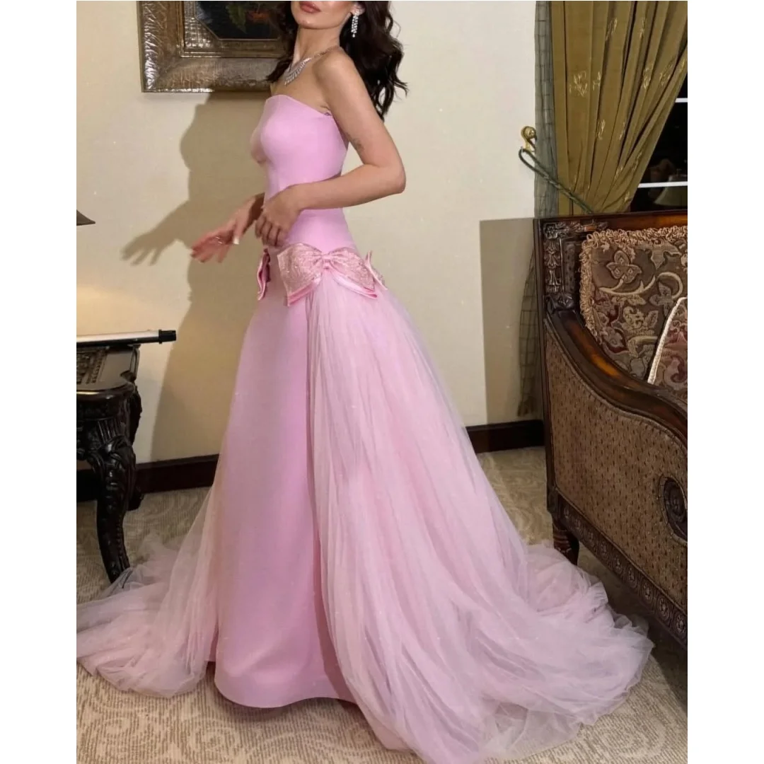 Pink Strapless Evening Dresses Woman Tulle Skirt vestidos de noche Elegant Prom Dress 2025 Dubai Wedding Party Gowns Customized
Pink Strapless Evening Dresses Woman Tulle Skirt vestidos de noche Elegant Prom Dress 2025 Dubai Wedding Party Gowns Customized