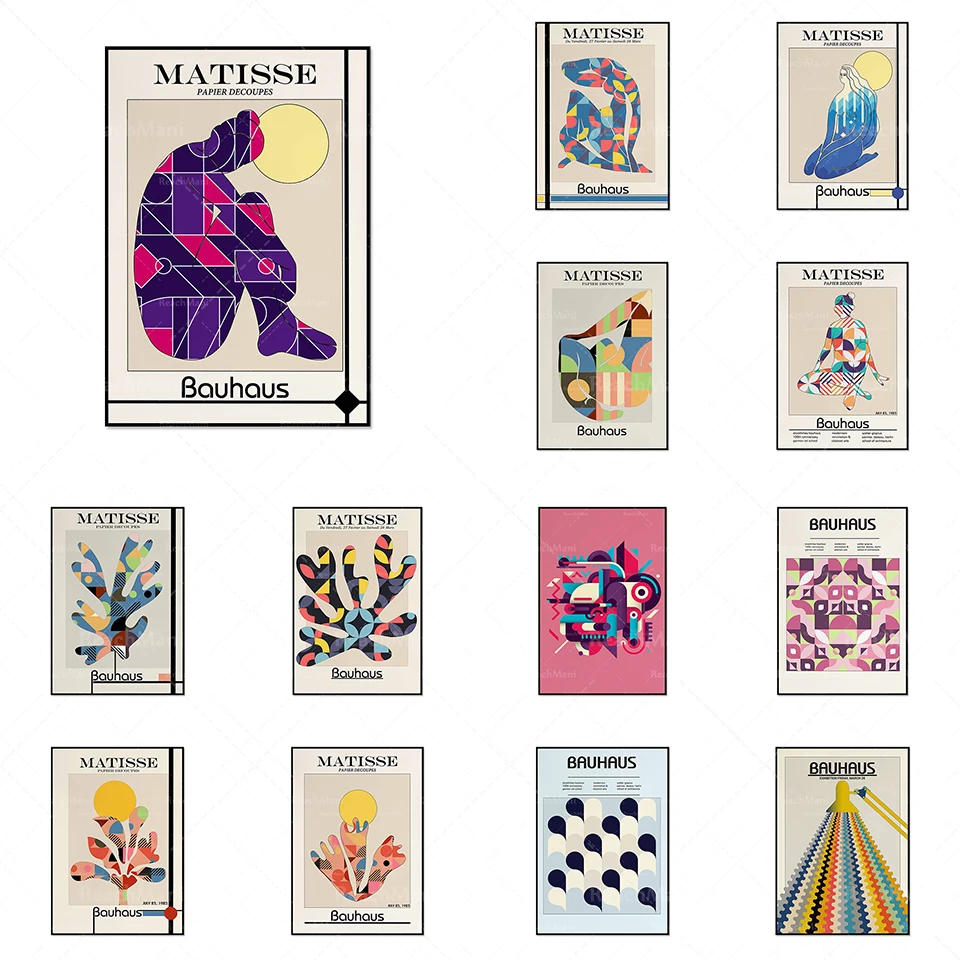 Matisse woman print with bauhaus pattern outline, mid century modern colorful abstract art aesthetic exhibition poster print
Matisse woman print with bauhaus pattern outline, mid century modern colorful abstract art aesthetic exhibition poster print